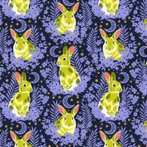 TISSU PATCHWORK  collection BESTIES de Tula Pink : Hop to It : Bluebell  prix: 22.80 mètre