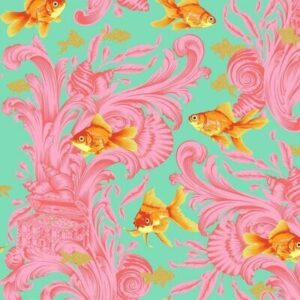 TISSU PATCHWORK  collection BESTIES de Tula Pink : Treading Water : Blossom  prix: 22.80 mètre
