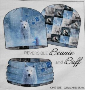 Panneau STENZO TEXTILES prêt à coudre bonnet et snood réversibles et unisexe