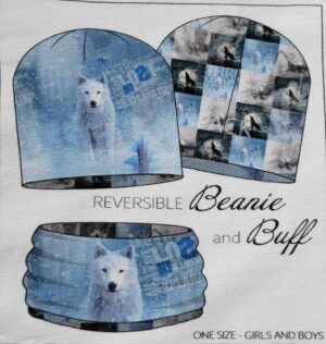 Panneau STENZO TEXTILES prêt à coudre bonnet et snood réversibles et unisexe