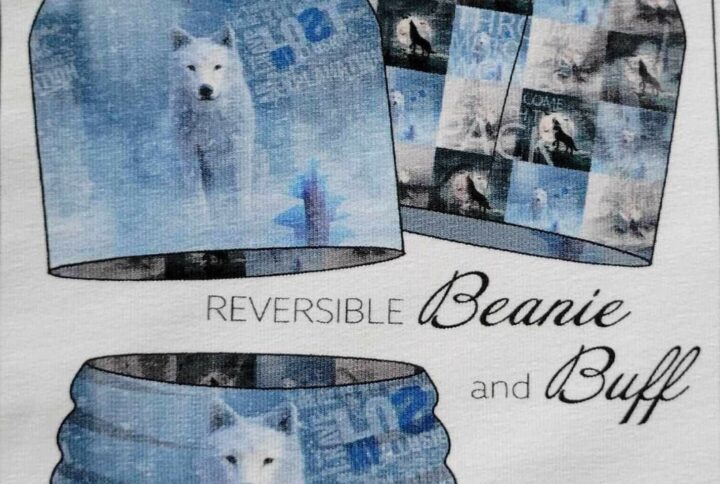 Panneau STENZO TEXTILES prêt à coudre bonnet et snood réversibles et unisexe