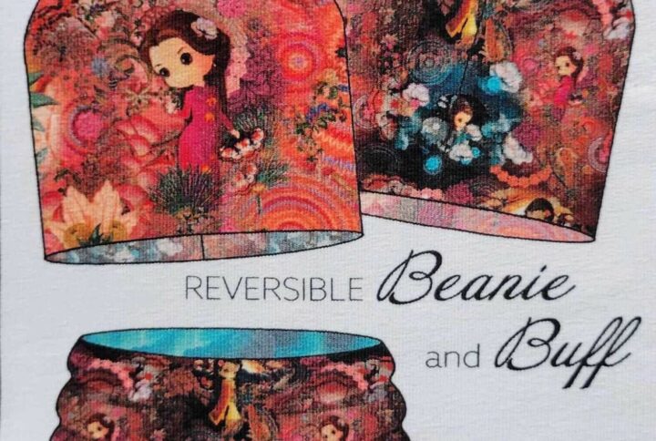 Panneau STENZO TEXTILES prêt à coudre bonnet et snood réversibles et unisexe en French Terry