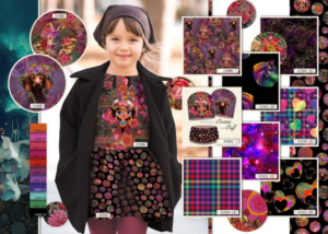 Panneau STENZO TEXTILES prêt à coudre bonnet et snood réversibles et unisexe