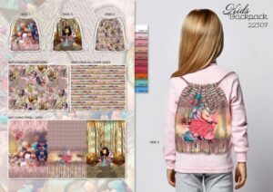 Panneau Stenzo prêt à coudre pour la réalisation d'un sac à dos enfant thème princesse et licorne : 22307