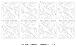Log cabin. Réf 303 - TRIANGULO TWIST LADO 18x18 t-90cm.L'Atelier de Nadia
