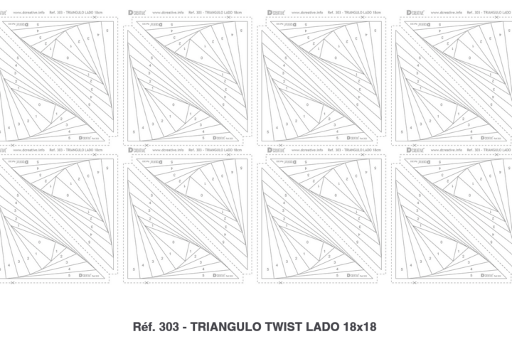 Log cabin. Réf 303 - TRIANGULO TWIST LADO 18x18 t-90cm.L'Atelier de Nadia