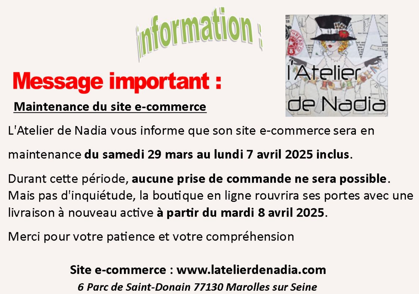 site e-commerce: www.latelierdenadia.com