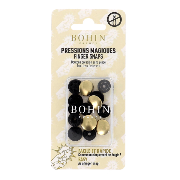 Boutons-pression Métal Magic Snaps couleur or de marque Bohin ” 14 mm ” blister 4 pc
